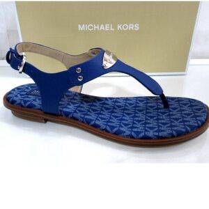 Michael Kors MK Plate Flat Thong Cobalt Blue Sandals